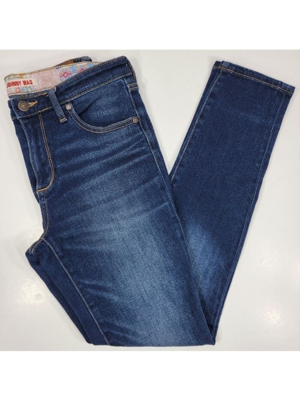 Johnny Was The Skinny Jean Womens Size 26 Mid Rise Stretch Blue Medium Wash
